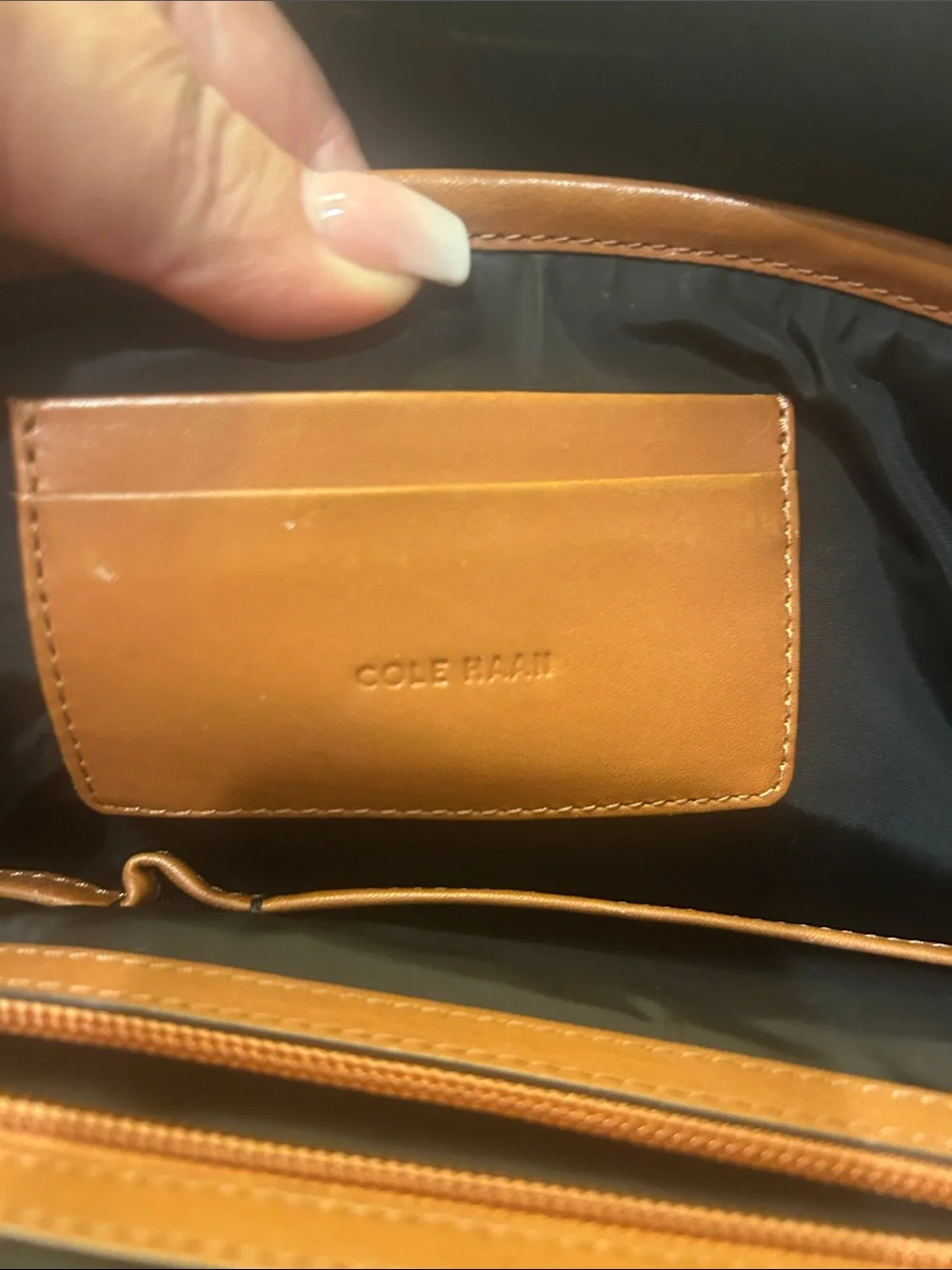 Cole Haan Cognac Leather Laptop Briefcase